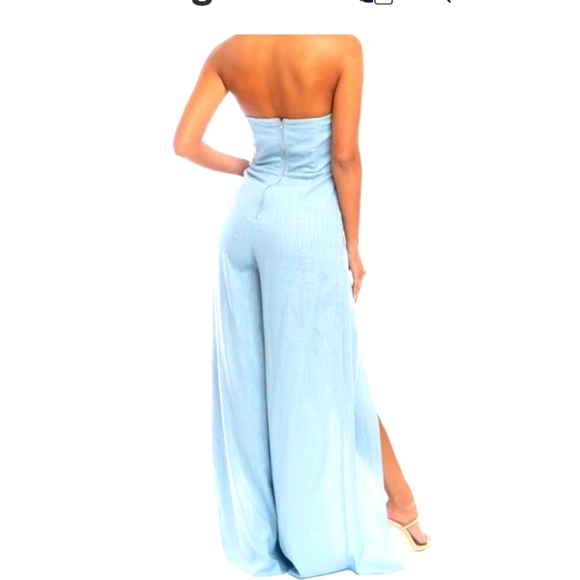 Floral Strapless Jumpsuit By Luxxel In A Meduim. Florial Print With Rear Zipper. - Picture 10 of 11